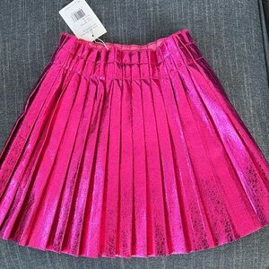 Lola + The Boys Hot Pink Metallic Pleated Skirt